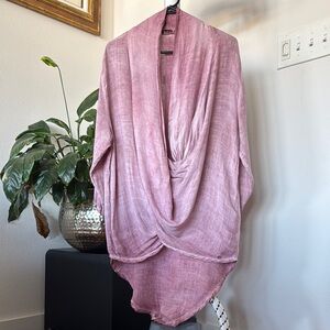 Cotton Candy Gauze Crossover Tunic Top/Blouse/Shirt Sz S Oversized Slouchy Boho